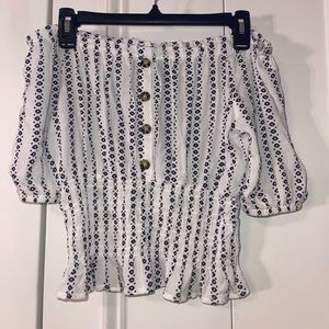 Black and White off the shoulder blouse, Size S